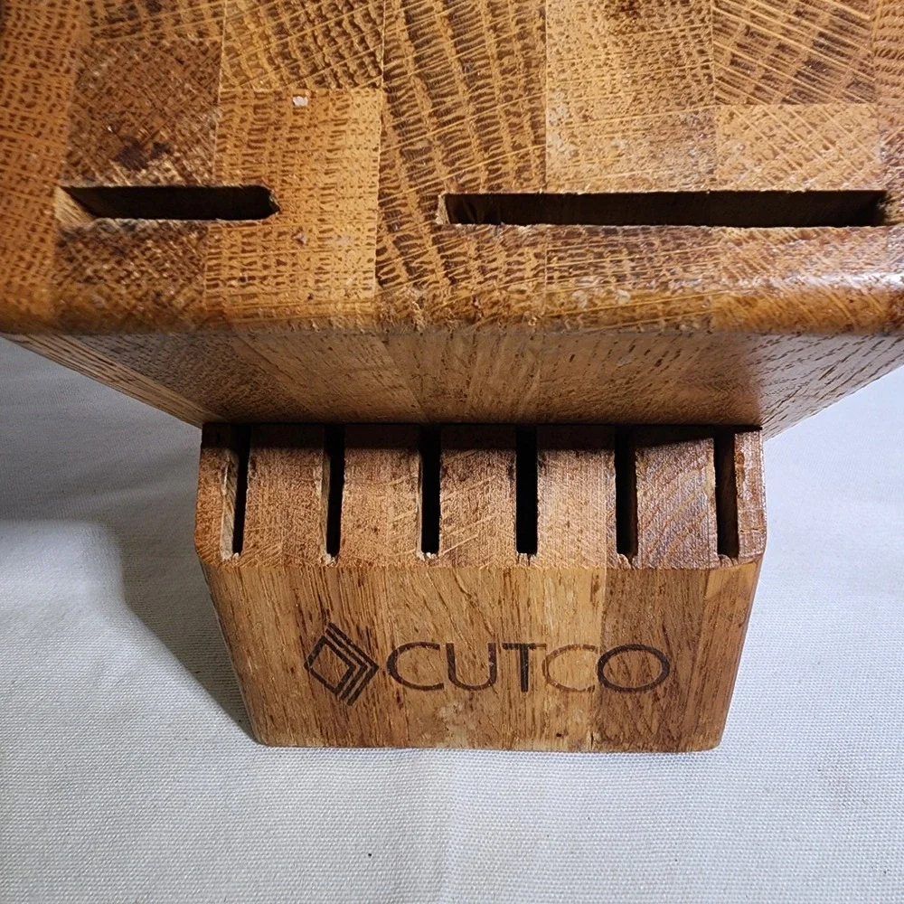 Cutco 13 Slot Wooden Knife Block‎ Oak With Shears Holder